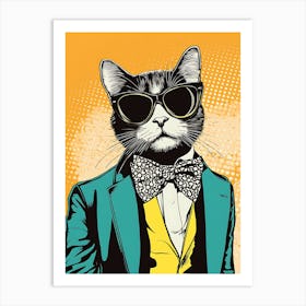 Cat In A Suit Art Print