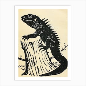 Lizard In The Woods Bold Block 3 Art Print