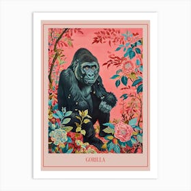 Floral Animal Painting Gorilla 2 Poster Art Print