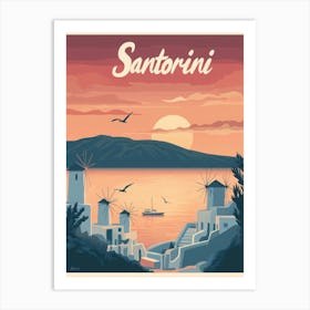 Aihrgdesign A Classic 1960s Travel Poster For Santorini 1 Art Print