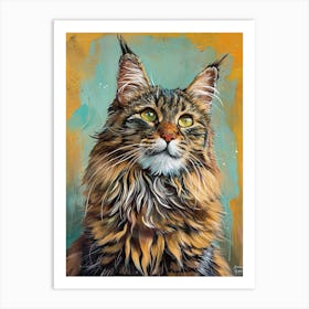 Maine Coon Relief Illustration 2 Art Print