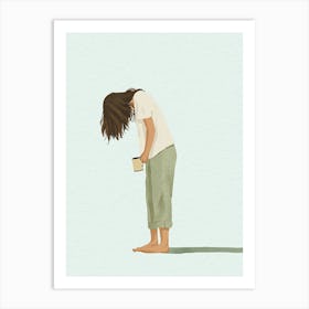 Illustration Of A Girl With A Cup 1 Art Print