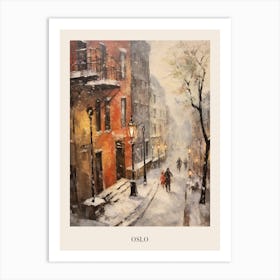 Vintage Winter Painting Poster Oslo Norway 2 Art Print