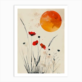 Poppies in the sunset Art Print