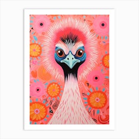 Pink Scandi Emu 1 Art Print