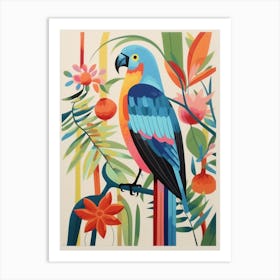 Colourful Scandi Bird Macaw 4 Art Print