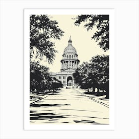 Duotone Illustration The Austin Texas State Capitol Austin Texas 1 Art Print