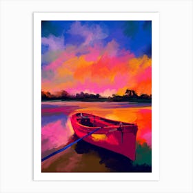 Boat Colorful Knife Painting Art Print