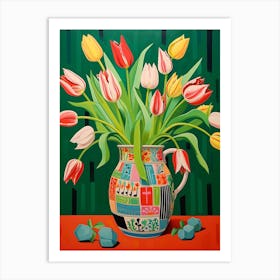 Flowers In A Vase Still Life Painting Tulips 5 Art Print