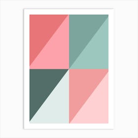 Pastel Pink and Green Geometric Abstract Art Print