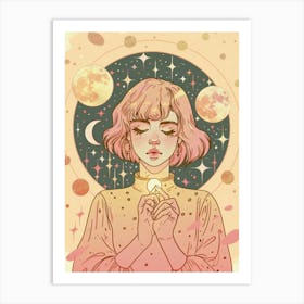 Moon And Stars women Art Print