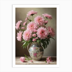 Pink Flowers In A Vase 1 Art Print