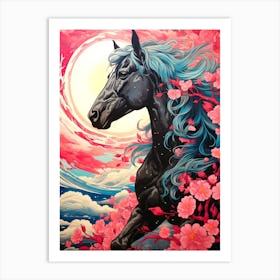 Horse In Cherry Blossoms Art Print