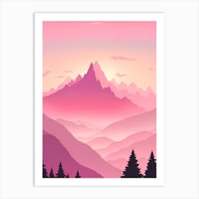 Misty Mountains Vertical Background In Pink Tone 51 Art Print