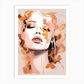 Beautiful Woman With Butterfly Art Print