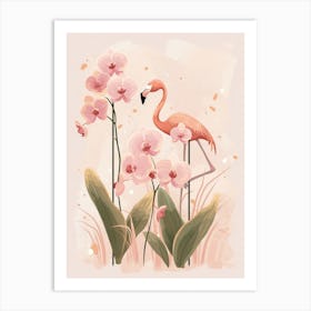 Chilean Flamingo Orchids Minimalist Illustration 1 Art Print