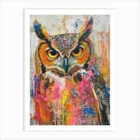 Kitsch Colourful Owl Collage 7 Art Print