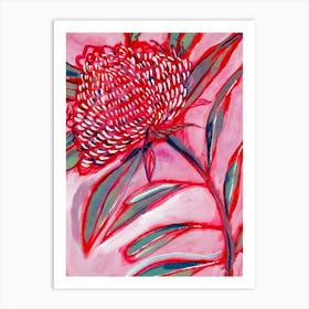 Pink And Red Botanical Print  Art Print