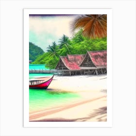 Koh Phangan Thailand Soft Colours Tropical Destination Art Print