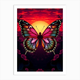 Butterfly At Sunset Art Print