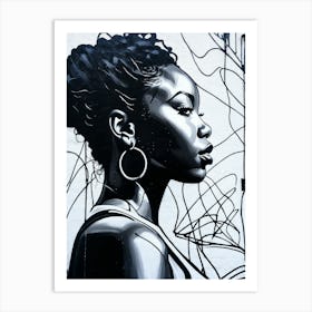 Graffiti Mural Of Beautiful Black Woman 94 Art Print