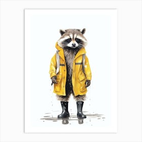 Raccoon In Yellow Coat Illustration 2 Art Print