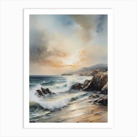 Vintage Coastal Seaside Painting (9) 1 Art Print