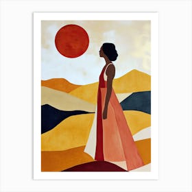 Woman In Red Dress, Minimalism, Boho Art Print