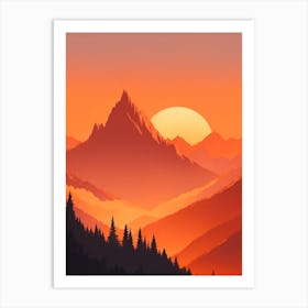 Misty Mountains Vertical Composition In Orange Tone 215 Art Print