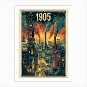 Aihrgdesign A Nostalgic Poster Of A 1905 City Skyline At Dusk 317eda9a B6b8 4438 8008 67f57208dbe4 1 Art Print