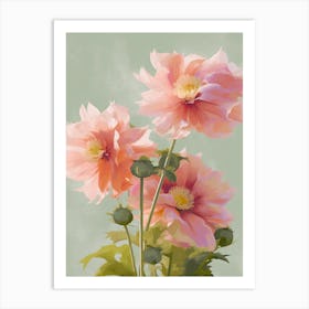 Dahlia Flowers Acrylic Painting In Pastel Colours 12 Art Print