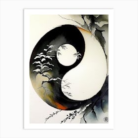 Repeat 2 Yin And Yang Japanese Ink Art Print