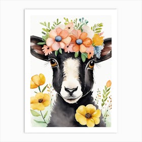 Baby Blacknose Sheep Flower Crown Bowties Animal Nursery Wall Art Print (18) Art Print