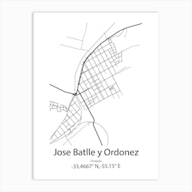 Jose Batlle Y Ordonez,Uruguay Minimalist Map Art Print