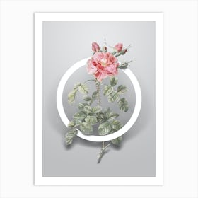 Vintage Four Seasons Rose in Bloom Minimalist Flower Geometric Circle on Soft Gray n.0091 Art Print