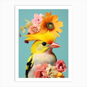 Bird With A Flower Crown American Goldfinch 1 Art Print
