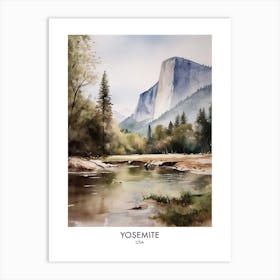 Yosemite Usa Watercolour Travel Poster 2 Art Print