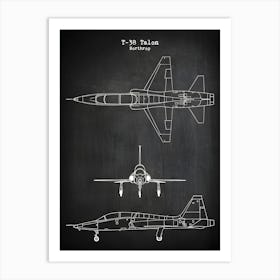 T 38a Talon Airplane Decor T38 Aircraft Decor Northrop Talon T 38 Plane Decor Aviation Art Airplane Blueprint Airplane Art Vat381 Art Print