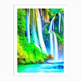 Plitvice Waterfalls, Croatia Nat Viga Style (1) Art Print