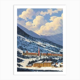 Kronplatz, Italy Ski Resort Vintage Landscape 2 Skiing Poster Art Print