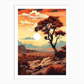  Retro Illustration Of A Joshua Tree Pattern In Grand 3 Art Print