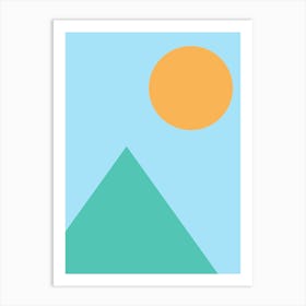 Sun Rising Over A Mountain minimalism art illustration Art Print