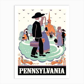 Pennsylvania, People Are Gathering To The Church Art Print