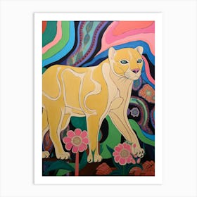 Maximalist Animal Painting Cougar 4 Art Print