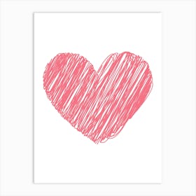 Heart Drawn On A White Background Art Print