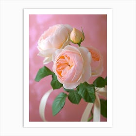 English Roses Painting Rose With A Ribbon 1 Art Print