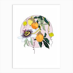 Circular Mofit Passionfruit Flowers Art Print