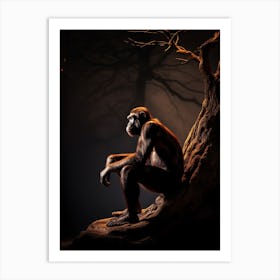 Thinker Monkey Silhouette Photography 3 Art Print