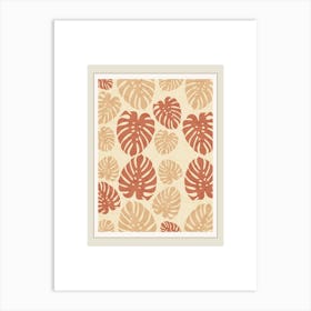 Vintage Tropical Monstera Leaf Pattern Art Print