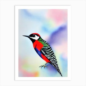 Woodpecker Watercolour Bird Art Print